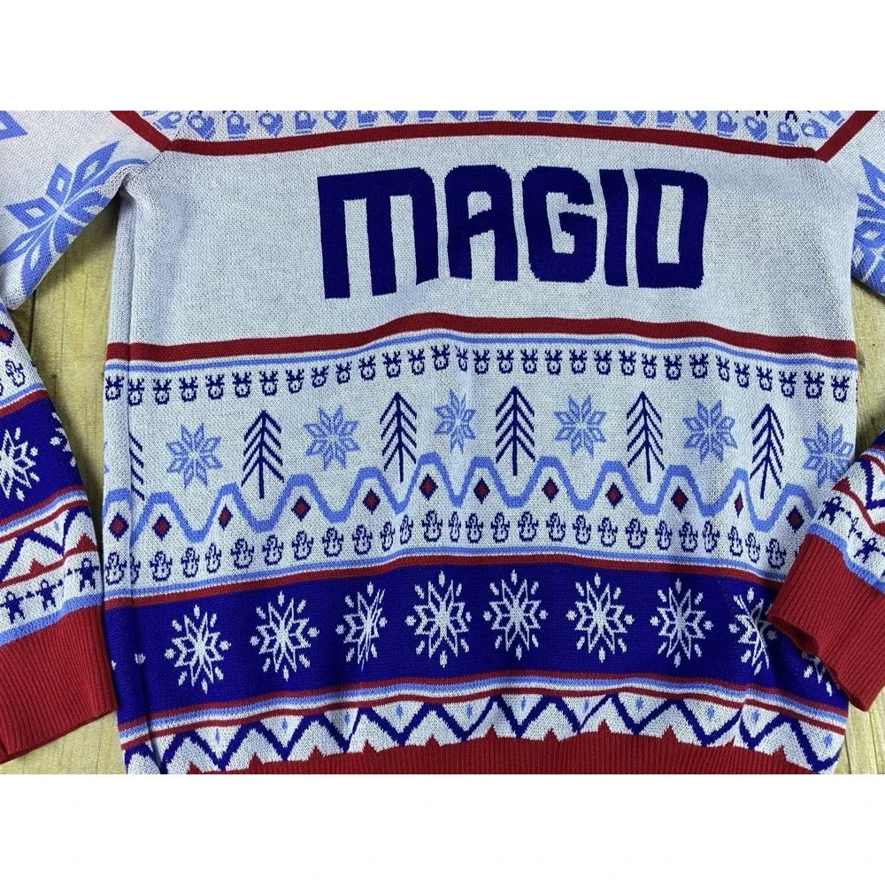 Magid Safety Ugly Christmas Sweater Unisex Size Large Holiday‎ Sweater Red Blue